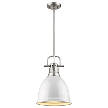 Duncan Mini Pendant With Rod, Pewter, Pewter And White