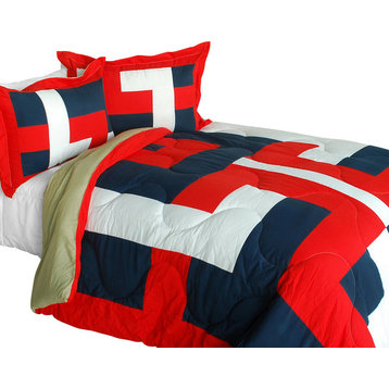 Warm Cabin Quilted Patchwork Down Alternative Comforter Set-Twin