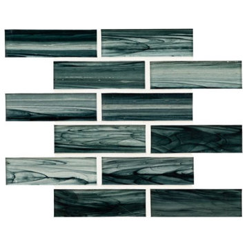 Midnight Blue Ombre 11.81X11.81 Glossy Glass Mosaic, 15 Sheets