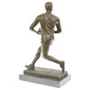 Hot Cast Original Rugged Rugby Player Bronze Sculpture Marble Base Statue Figure