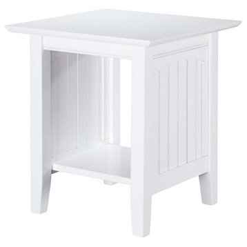 Leo & Lacey Transitional Solid Wood End Table with Sturdy Leg in White