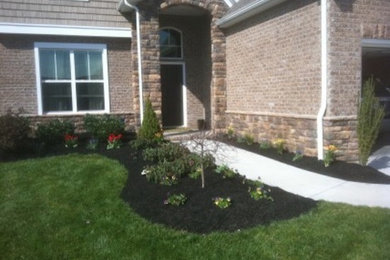 This is an example of a mid-sized transitional full sun front yard landscaping in Other for spring.