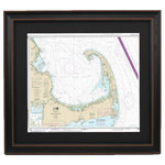 Framed Nautical Maps - Poster Size Framed Nautical Chart, Cape Cod Bay - This poster size Framed Nautical Map covers the area of Cape Cod, Massachusetts. The Framed Nautical Chart is the official NOAA Nautical Chart detailing these waterways.