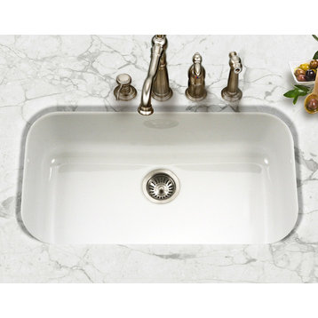 Porcela Steel Kitchen Sink, 31", White
