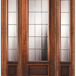 Prehung French Side lights Door 96 Mahogany French 3/4 Lite Glass - Patio Doors