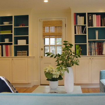 contemporary family room, Newton MA