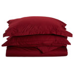 Blue Nile Mills - 530 Thread Count Solid Duvet Cover & Pillow Sham Bed Set, Burgundy, Twin - Description: