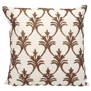 Mina Victory Luminecence Silver Fleur De Lis' Bronze Throw Pillow