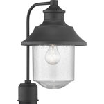 Progress - Progress P540019-031 Weldon - One Light Outdoor Post Lantern - Featuring nautical influences, Weldon delivers a one-light post lantern ideal for Farmhouse or Transitional architecture designs. Curved clear seeded glass is topped with an ample roof in Black.