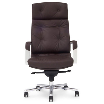 Perot Modern Adjustable Executive Chair Dark Brown Top Grain Leather