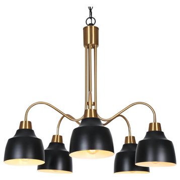 LNC 5-Lights Modern/Contemporary Matte Black and Gold Draped Chandelier