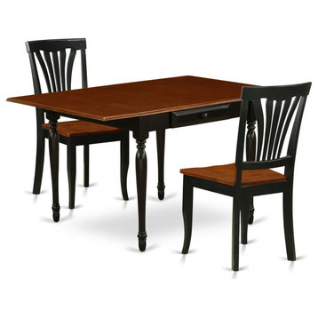 3-Piece Table Set, Smalltable, 2 Dining Chairs, Wooden Seat