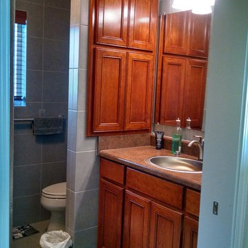 Custom Cherry Vanity & Recessed Medicine Cabinet