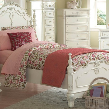 Cinderella Victorian White Girl Princess Bed 1386-1 Homelegance