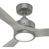 Hunter 72" Park View Matte Silver Damp Ceiling Fan With LED Light Kit and Remote