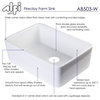 AB503-W White 23" Smooth Apron Fireclay Single Bowl Farmhouse Kitchen Sink