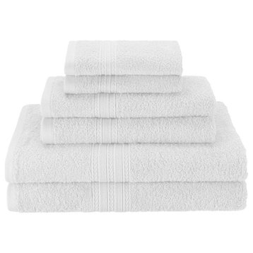 6 Piece 100% Cotton Washcloth Hand Towel Set, White