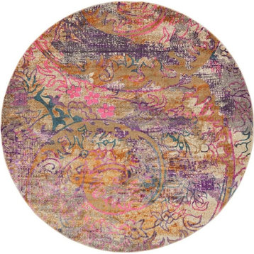 Traditional Arielle 8' Round Bright Wash Area Rug