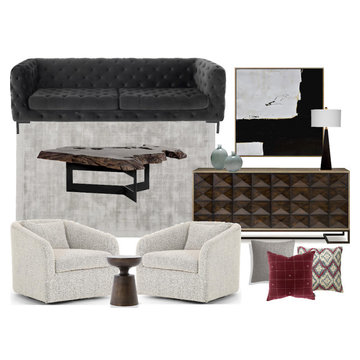 E-Design Concept Board Modern Classic Living Room Est. Budget $11,400