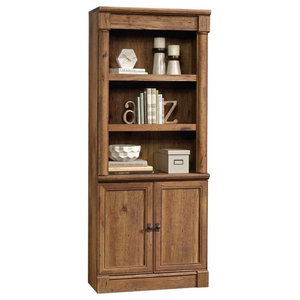 Sauder Harbor View Bookcase With Doors In Antiqued Paint