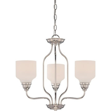 Kirk 3 Light Chandelier With Satin White Glass, LED Omni Included