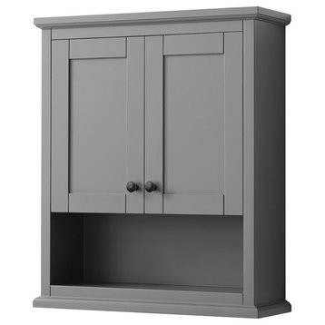 Avery Over-the-Toilet Wall-Mounted Storage Cabinet, Dark Gray With Black Trim