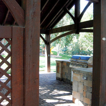 21' x  22' Timber Frame Pavilion With Outdoor Kitchen