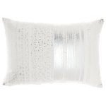 Mina Victory - Mina Victory Luminescence Metallic Print 14"X20" Silver Indoor Throw Pillow - Jewelry for your rooms, this elegantly handcrafted rhinestone, bead and embroidered collection adds a touch of sparkle to your day.