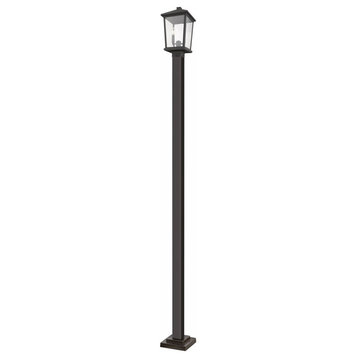 2 Light Outdoor Post Mount Lantern in Transitional Style - 12 Inches Wide by 22