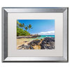 Pierre Leclerc 'Tropical Beach' Matted Framed Art, Silver Frame, White, 20x16