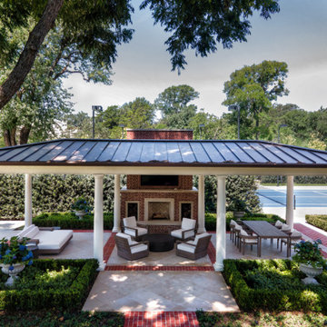 Custom Freestanding Arbor with Fireplace & Outdoor Kitchen