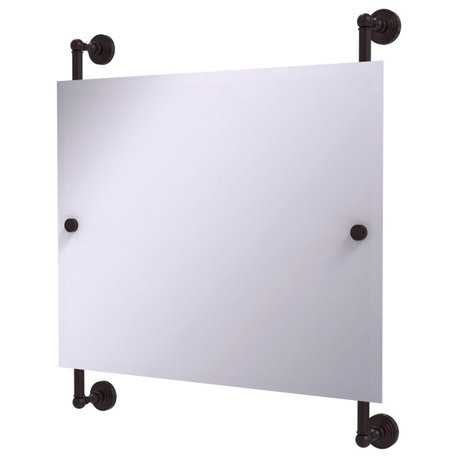 Waverly Place Landscape Frameless Rail Mounted Mirror, Antique Bronze