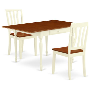 3-Piece Set, Rectangle Table, 2 Dining Chairs, Solid, Drop Leaf Table