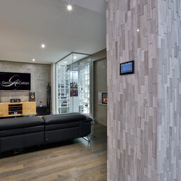 Contemporary Wine Cellar with Water Feature