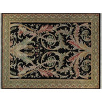 Bareen's Designer Rugs - Bhati Pak-Persian Sallie Black/Green Wool Rug - 10'2 x 14'1 - Designed with mesmerizing intricacy and gorgeous color palette, this hand-knotted masterpiece demonstrates the beauty and electrifying thrill of Pak Persian art. These meticulously handcrafted Pak-Persian rug is made with pure wool and features breathtaking traditional and Transitional designs in bold lush color pallet. Known for their intricate designs these rugs are a reproduction of Persian rugs, made in Pakistan with unique Mughal designs. Made by master weavers using the same Persian texture, design and dying technique, we wanted to produce the most significant manifestation of the Persian art, life and culture. This rug is most famous for its exceptional quality, incredible designs, patterns and vibrant rich color. Pak-Persian rugs made with Persian weave with high knot counts, which enables the high intricacy and detail found in the patterns are also referred to as "State of art", each color adds a rich beautiful detail in the artwork of this rug. The design, color and beautiful chromatic composition with a vibrant sheen with traditional and Transitional designs, exude beauty, elegance and quality make this rug a masterpiece of its own.