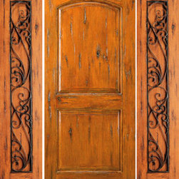 Exterior Prehung Door with Two Sidelites, Knotty Alder - Front Doors
