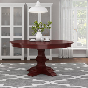 Aripeka Solid Mahogany Wood Pedestal Round Dining Table