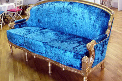 Crushed teal velvet sofa