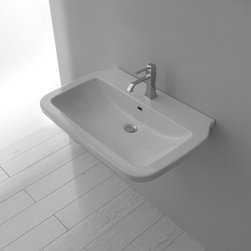 Nova 60 Wall Hung Sink in Ceramic White 23.6" - Bathroom Sinks