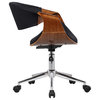 Bilginer Office Chair, Chrome With Black Faux Leather & Walnut Veneer Arms