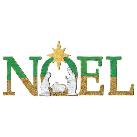 Noel Nativity Wooden Outdoor Decoration 4 piece Set