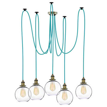 Turquoise And Glass Shade Pendant Lighting