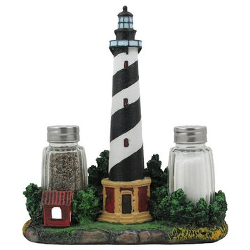 Nautical Cape Hatteras Lighthouse Glass Salt and Pepper Shaker 3-Piece Set