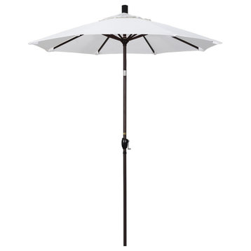 6' Bronze Push-Button Tilt Crank Aluminum Umbrella, Natural Sunbrella
