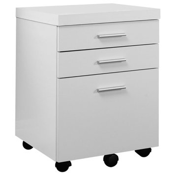17.75" X 18.25" X 25.25" White Black Particle Board 3 Drawers  Filing Cabinet