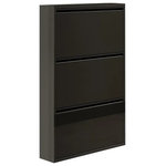 Homary - Black Narrow Shoe Storage Cabinet Wall Mounted, Large - Complete the minimalist charm of your space with this shoe cabinet. The cabinet is crafted from steel with a white finish. The three drawers pull forward, providing plenty of space to store and organize up to 12 pairs of shoes.
