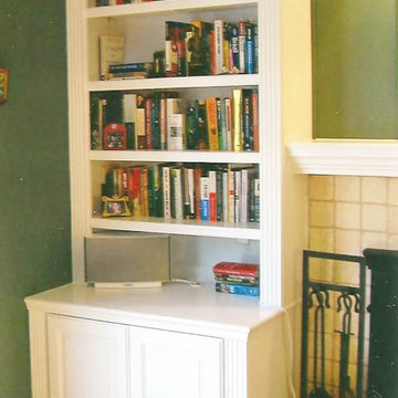 Custom Shelves Around Cast\ Iron Fireplace
