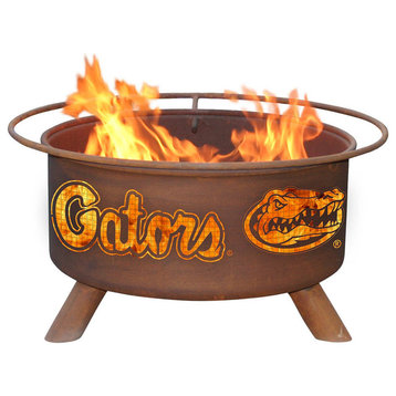 Customizable NCAA Logo Fire Pit, Rust Patina, Florida