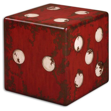 Bowery Hill Contemporary Fir Wood Accent Table in Red