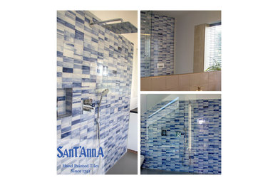 Modern Bathroom with decorative tiles